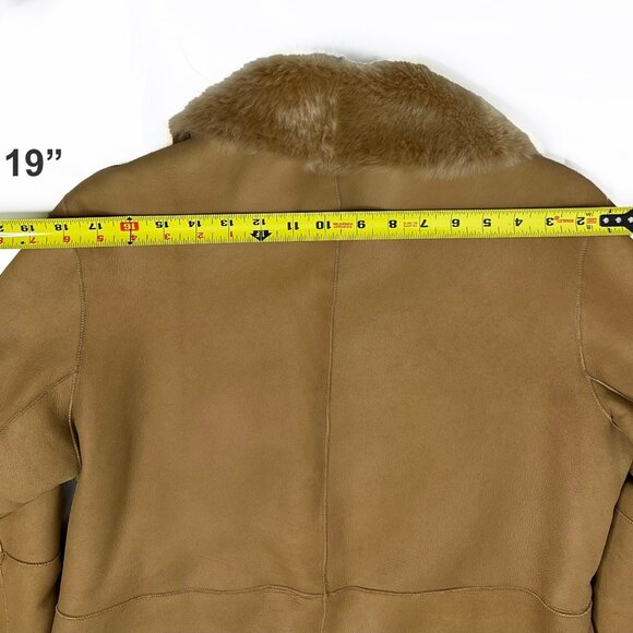 Monzoni24 Italian Shearling Leather Jacket Lambskin Suede Sz. 8  Camel - Picture 8 of 16
